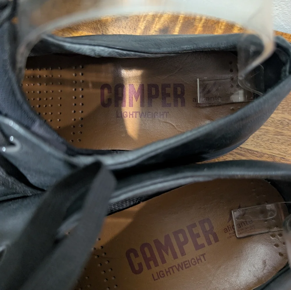 Camper Atom Men's Work Shoe‎ Size 10.5 Black Leather Lace Up